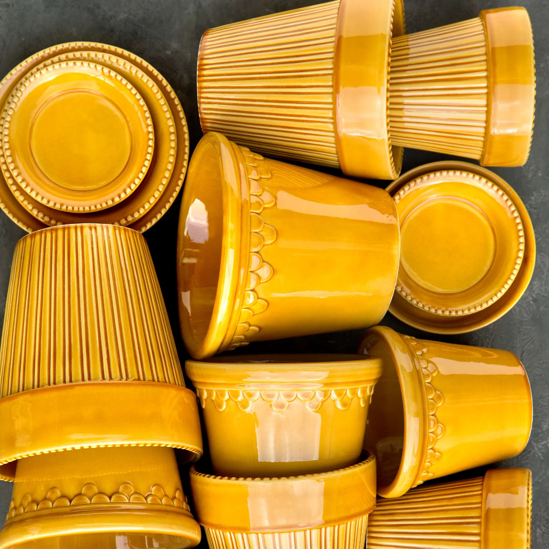 Κεραμικό γλαστράκι Københavner γυαλιστερό Ø16 εκ., Κίτρινο Bergs Potter