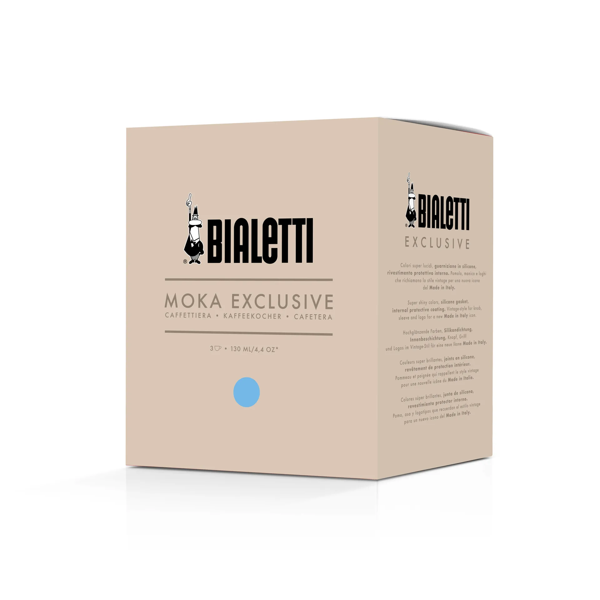 Bialetti exclusive μηχανή καφέ μοκά, Απαλό μπλε, 3 φλιτζάνια Bialetti