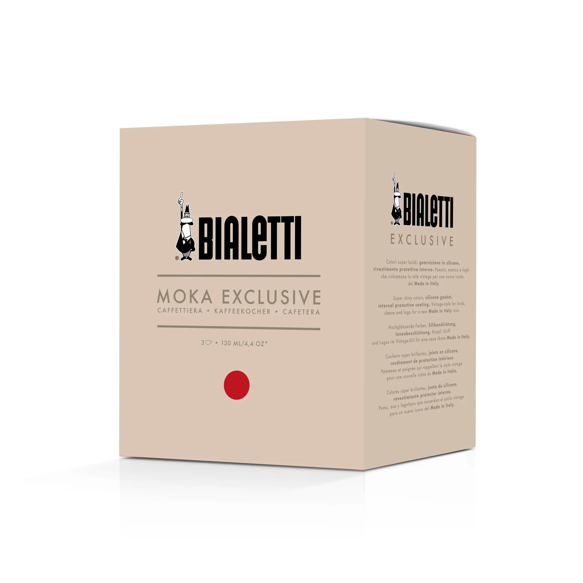 Bialetti exclusive μηχανή καφέ μοκά, Κόκκινο, 3 φλιτζάνια Bialetti