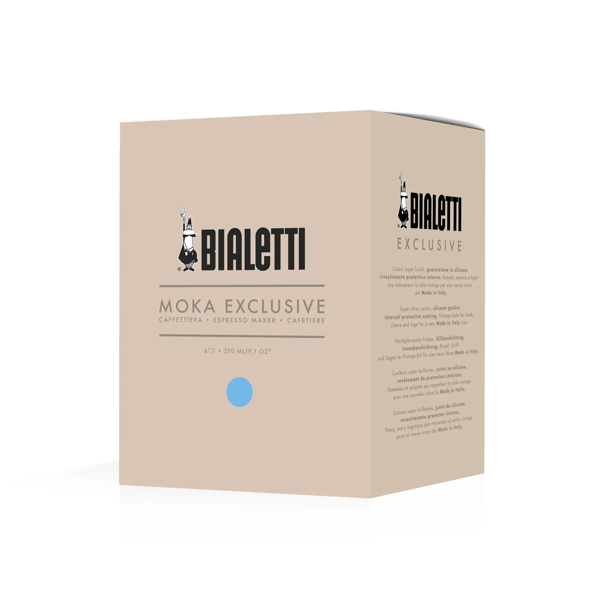 Bialetti exclusive μηχανή καφέ μοκά, Απαλό μπλε, 6 φλιτζάνια Bialetti