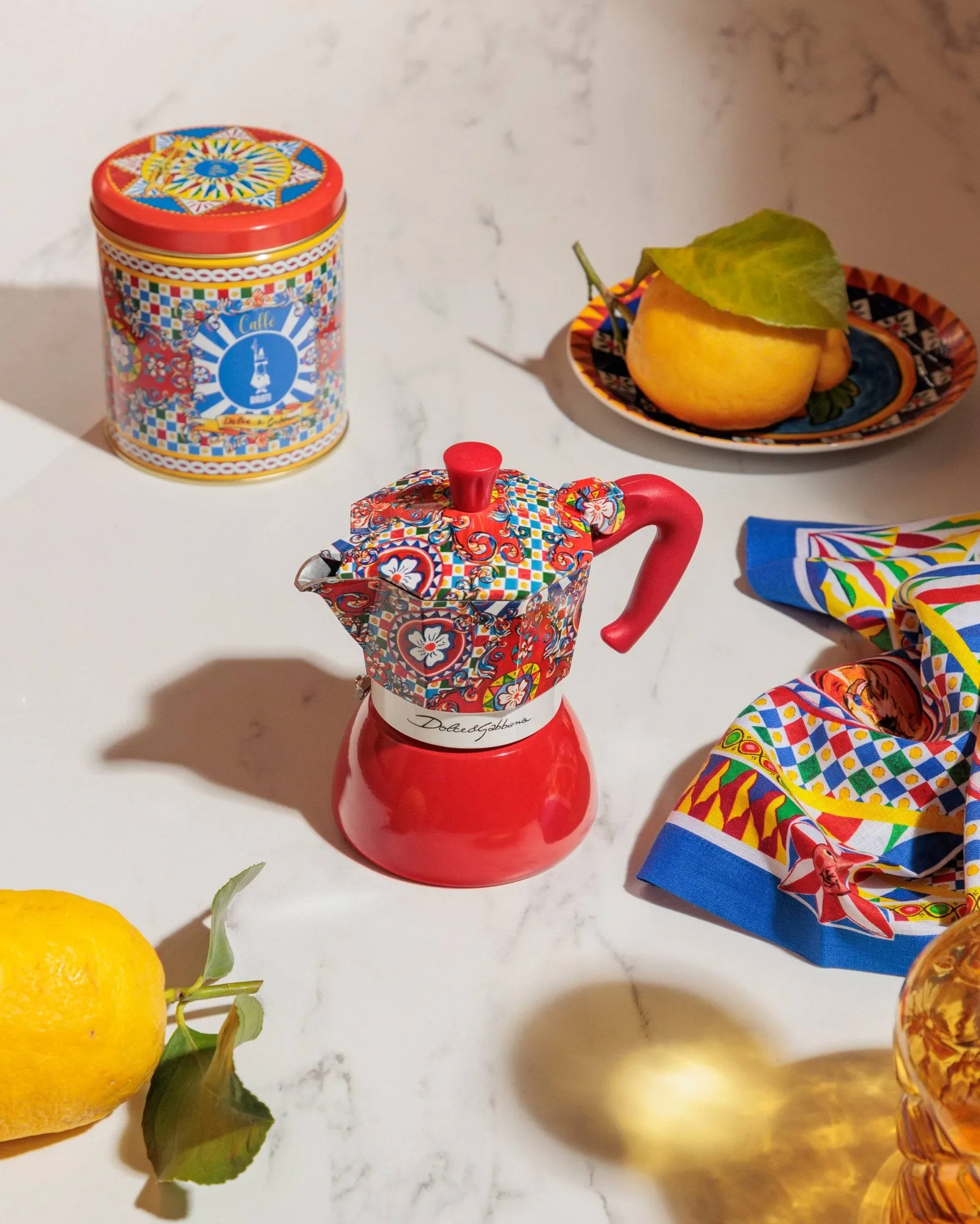 Bialetti x Dolce & Gabbana μηχανή καφέ μοκά για επαγωγική εστία, Σικελικό καρότσι, 2 φλιτζάνια Bialetti