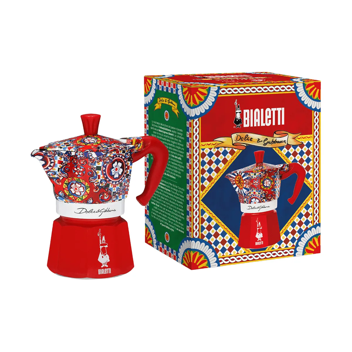 Bialetti x Dolce & Gabbana μηχανή καφέ μοκά, Σικελικό καρότσι, 3 φλιτζάνια Bialetti