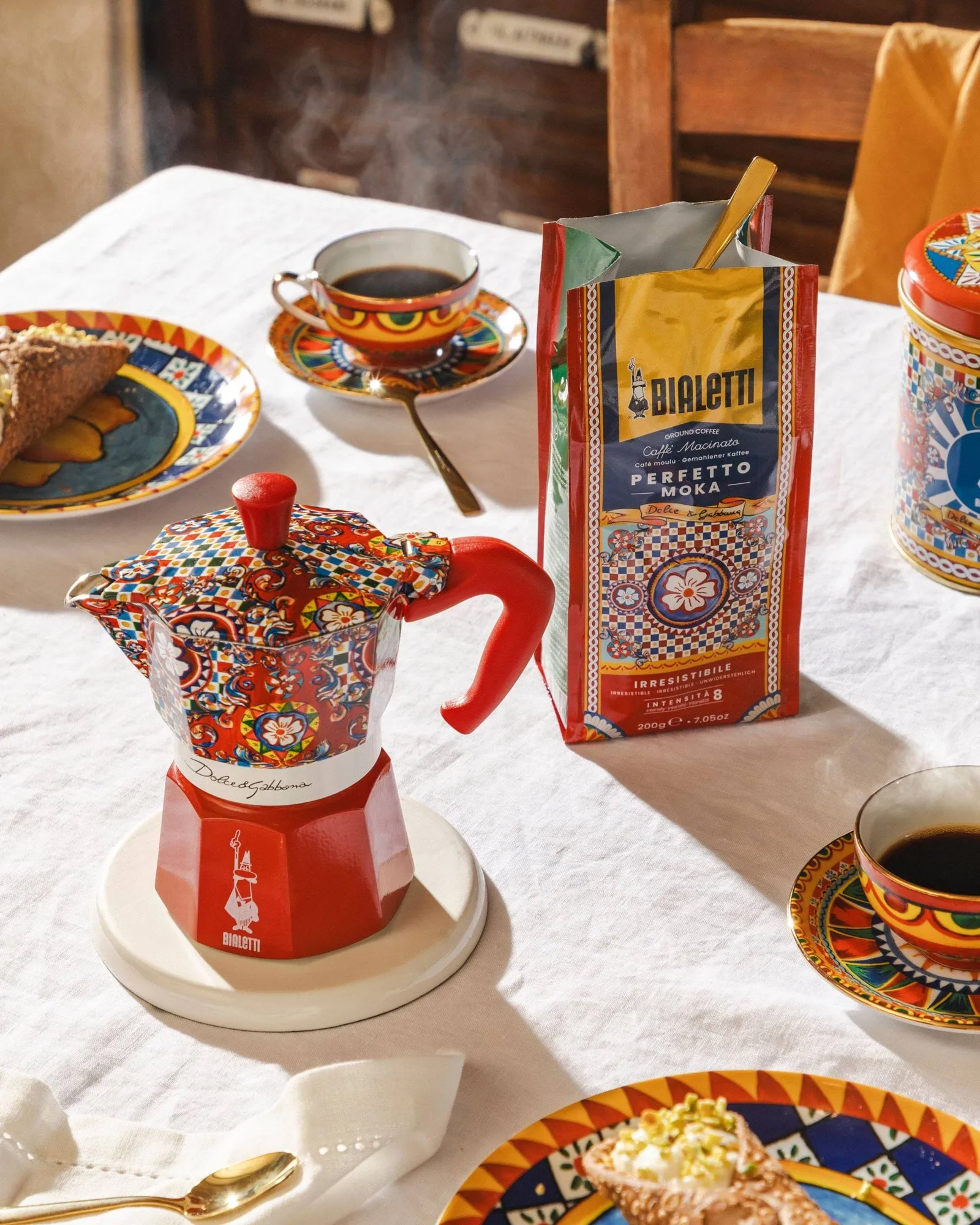 Bialetti x Dolce & Gabbana μηχανή καφέ μοκά, Σικελικό καρότσι, 3 φλιτζάνια Bialetti