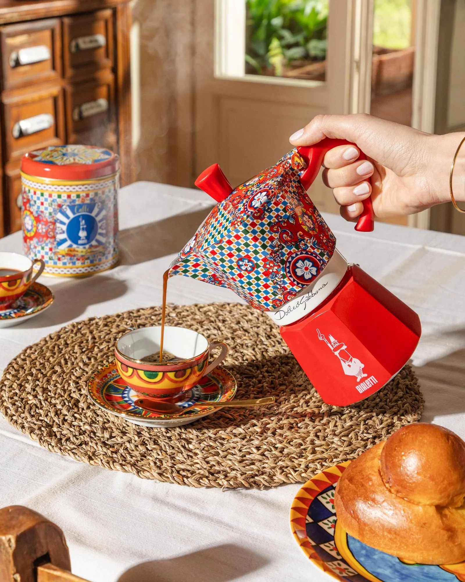 Bialetti x Dolce & Gabbana μηχανή καφέ μοκά, Σικελικό καρότσι, 6 φλιτζάνια Bialetti