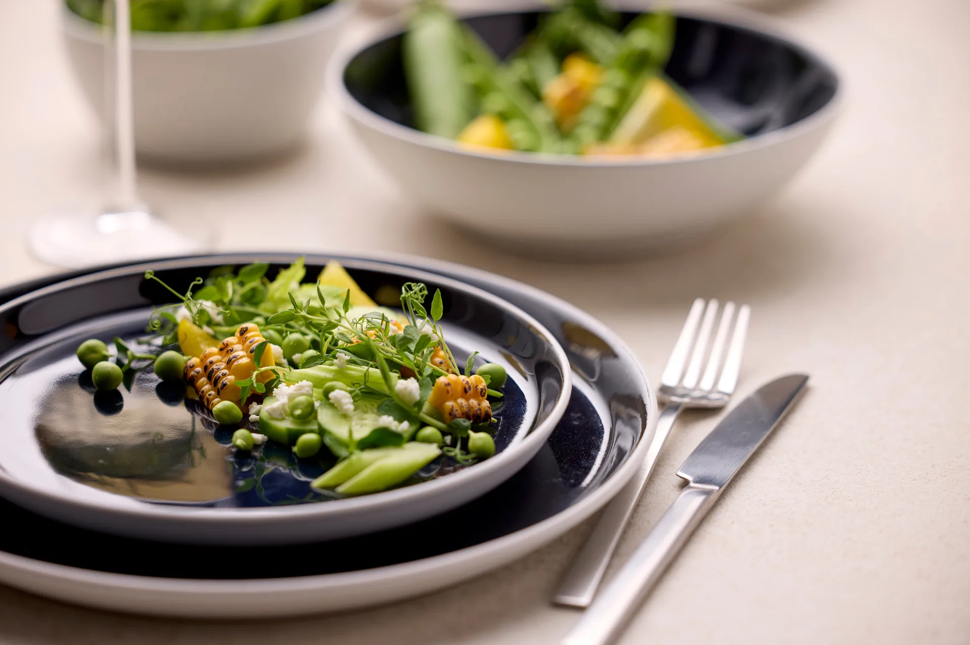 Bitz πιάτο gastro Ø 21 cm, Λευκό-σκούρο μπλε Bitz