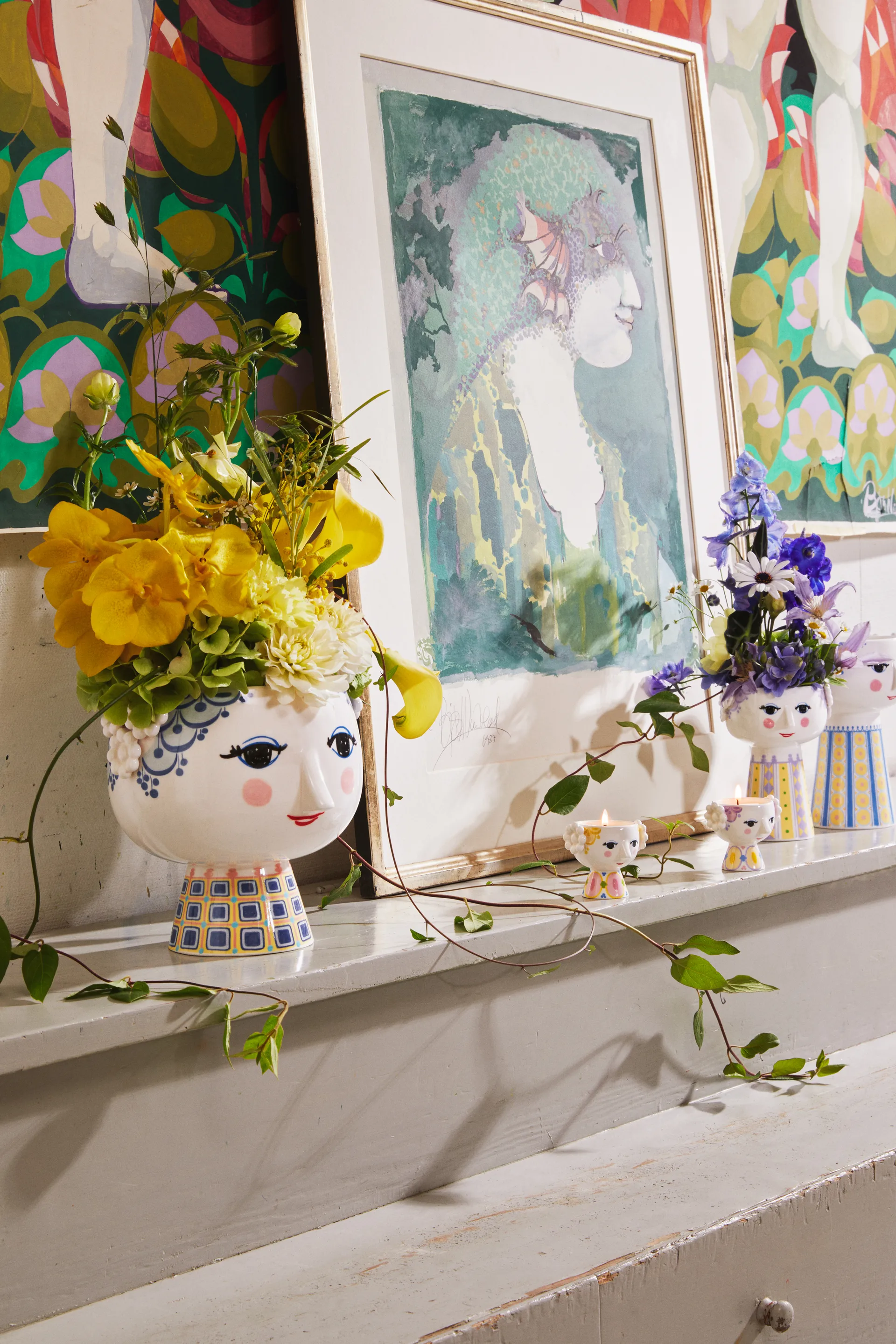 Eva φαναράκι Ø6,5 cm 2-τεμάχια, Κίτρινο-λεβάντα Bjørn Wiinblad