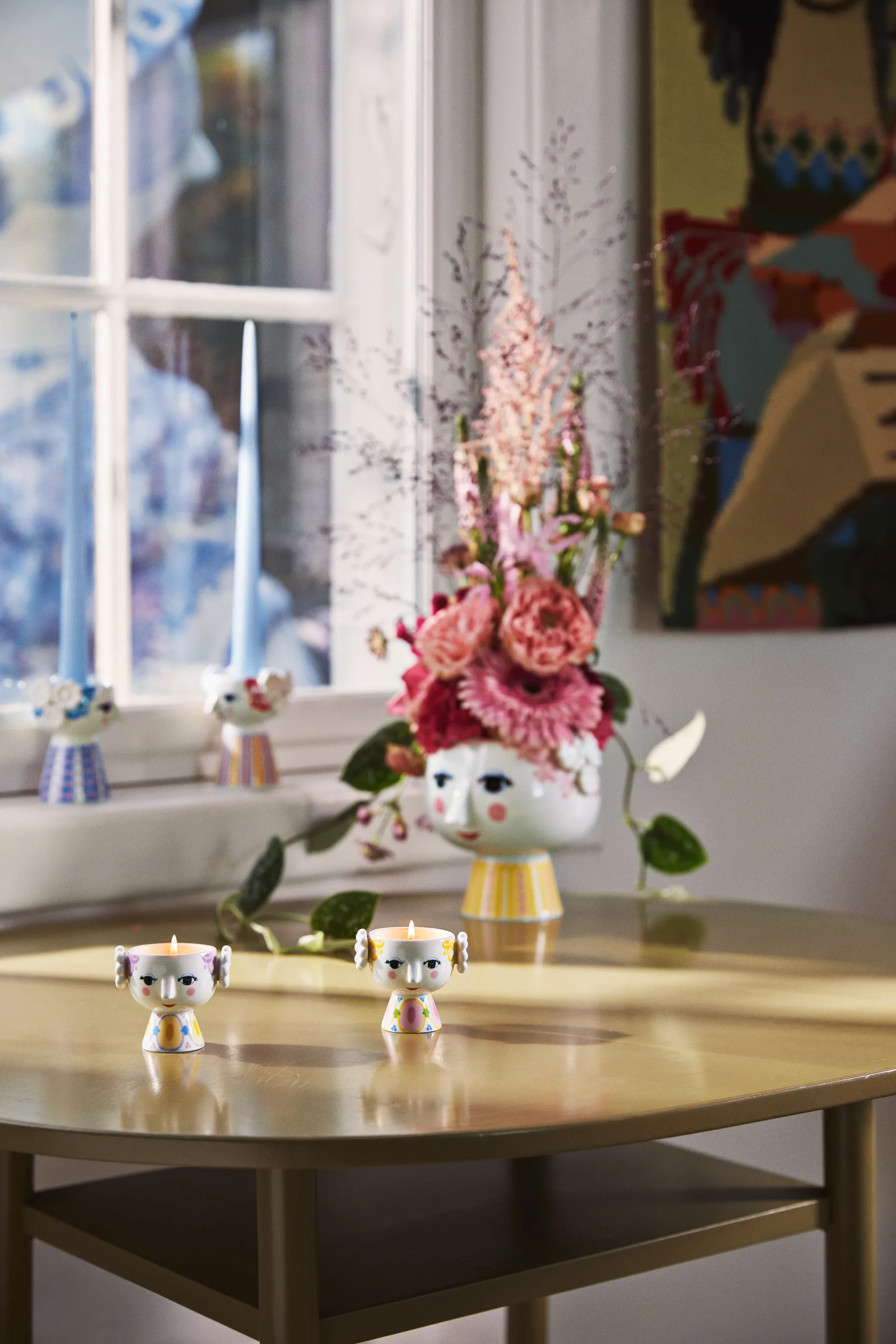 Eva φαναράκι Ø6,5 cm 2-τεμάχια, Κίτρινο-λεβάντα Bjørn Wiinblad