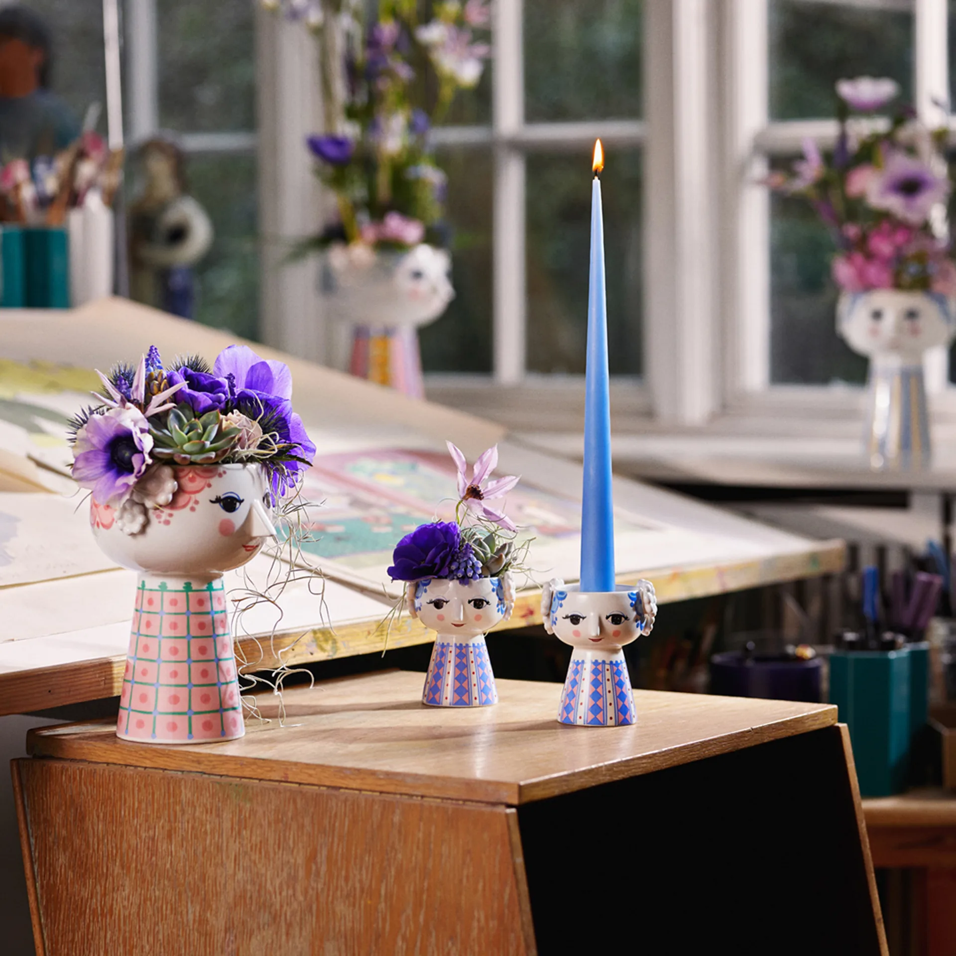 Κηροπήγιο Eva 9,5 cm, σκούρο μπλε Bjørn Wiinblad