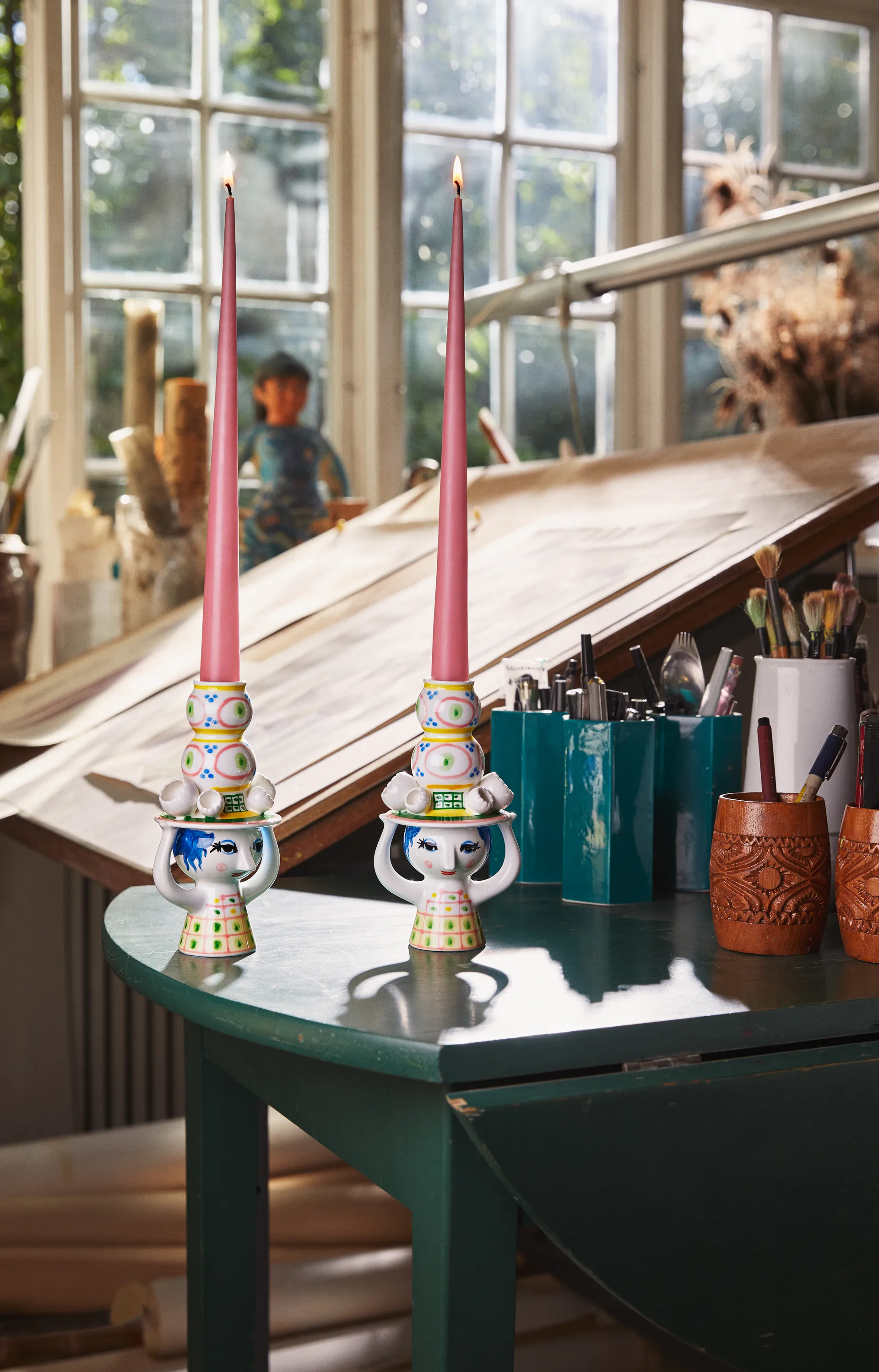 Κηροπήγιο Lady with hat H16 cm, Ροζ Bjørn Wiinblad