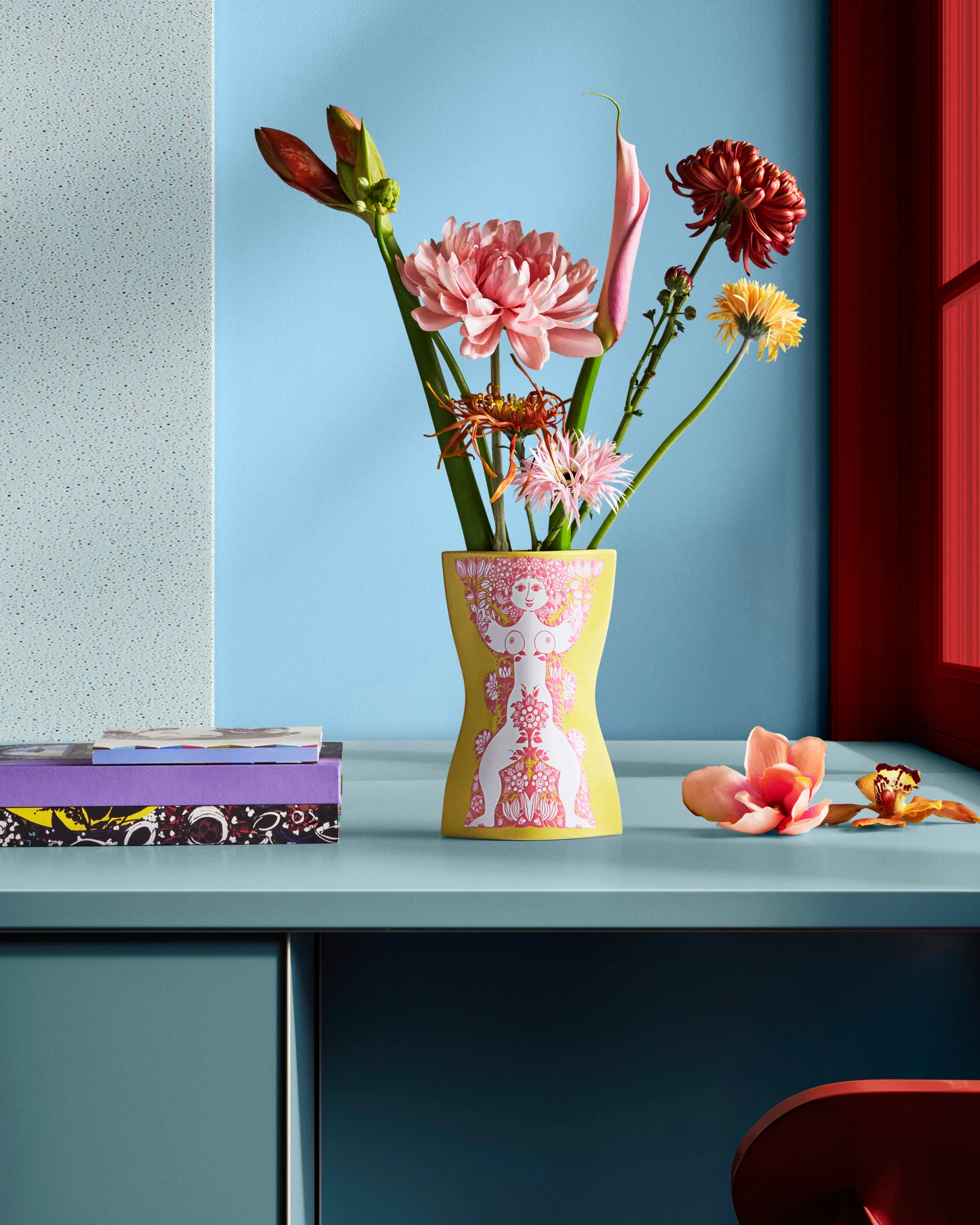 Nina βάζο, Κίτρινο-ροζ, 22 εκ. Bjørn Wiinblad