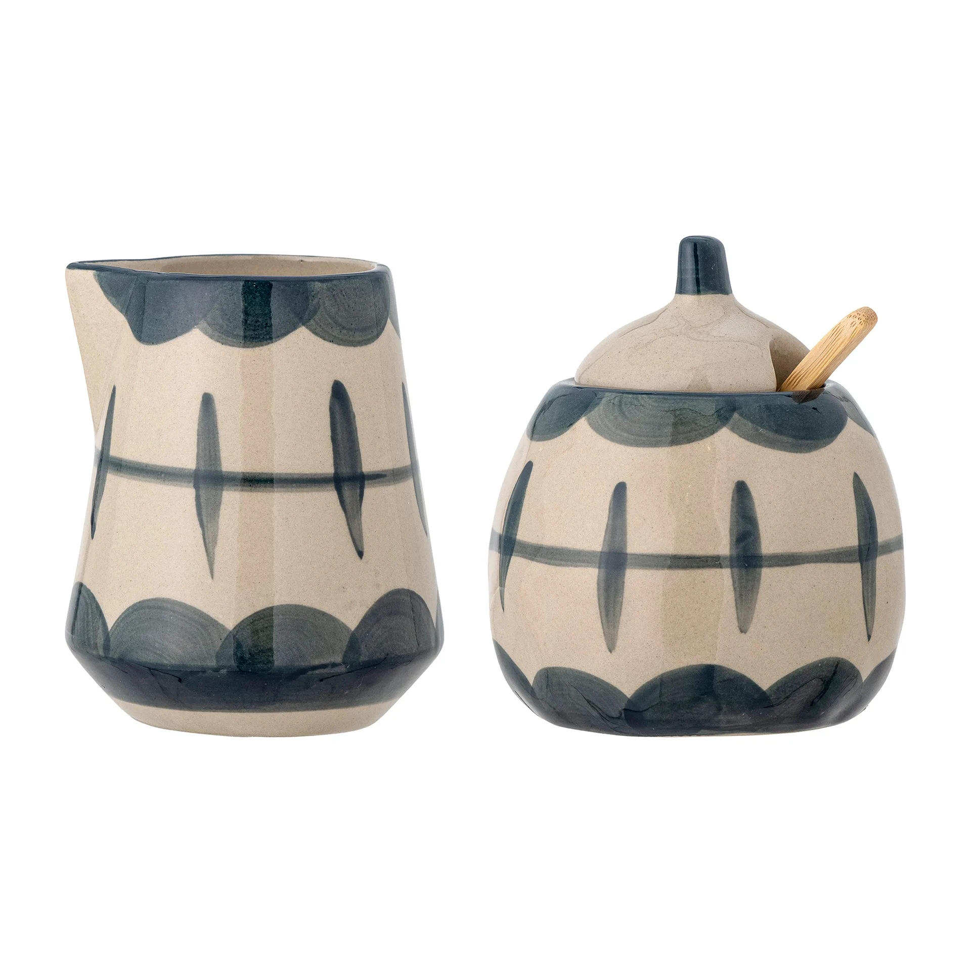 Allium κανάτα γάλακτος και ζαχαροθήκη, blue waves-bamboo Bloomingville