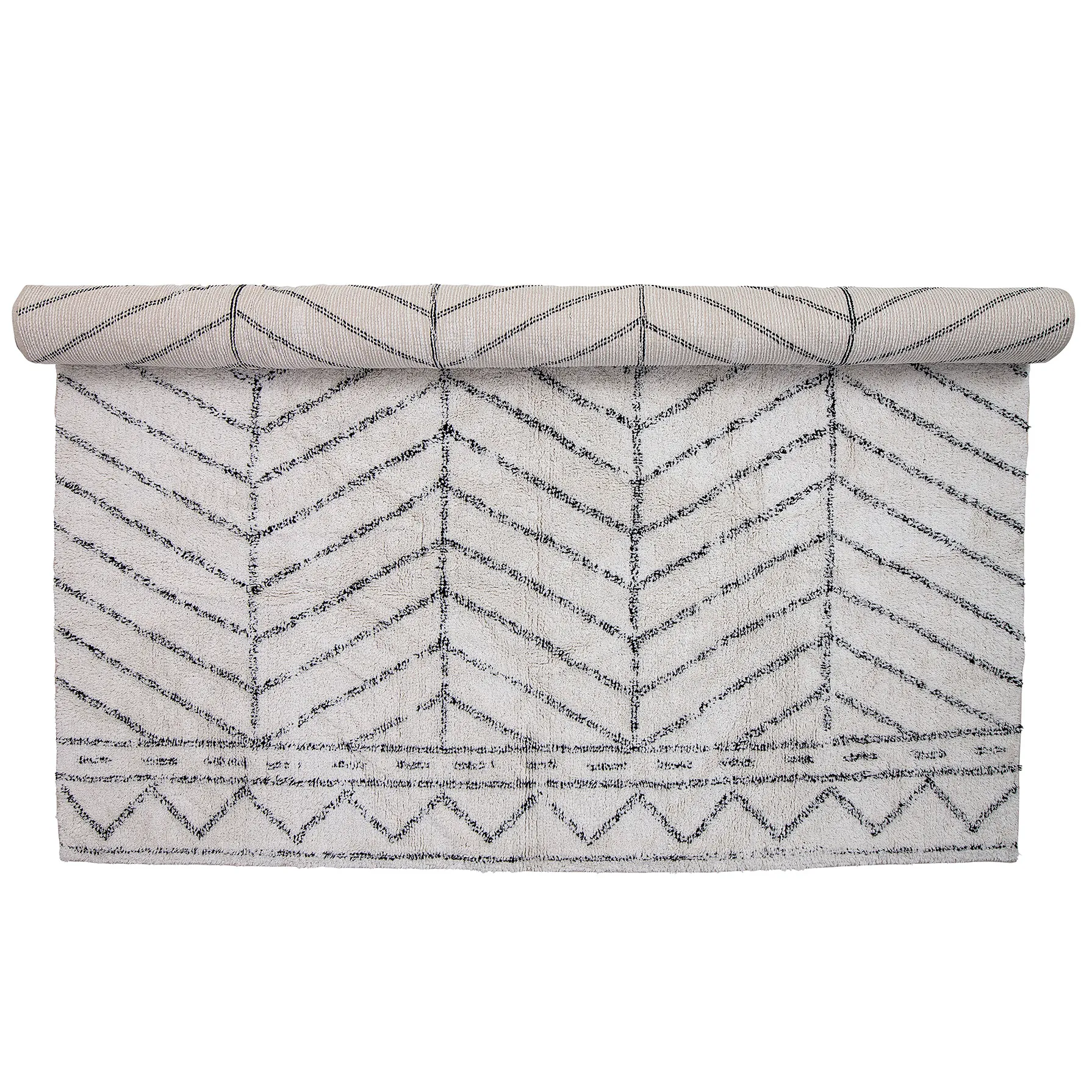 Bloomingville βαμβακερό χαλί με σχέδιο, Μαύρο-λευκό Bloomingville