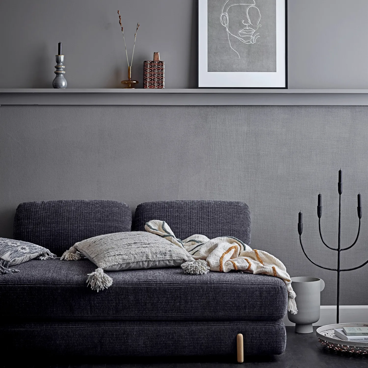 Bloomingville βαμβακερό ριχτάρι με κέντημα 125x150 cm, φύση Bloomingville