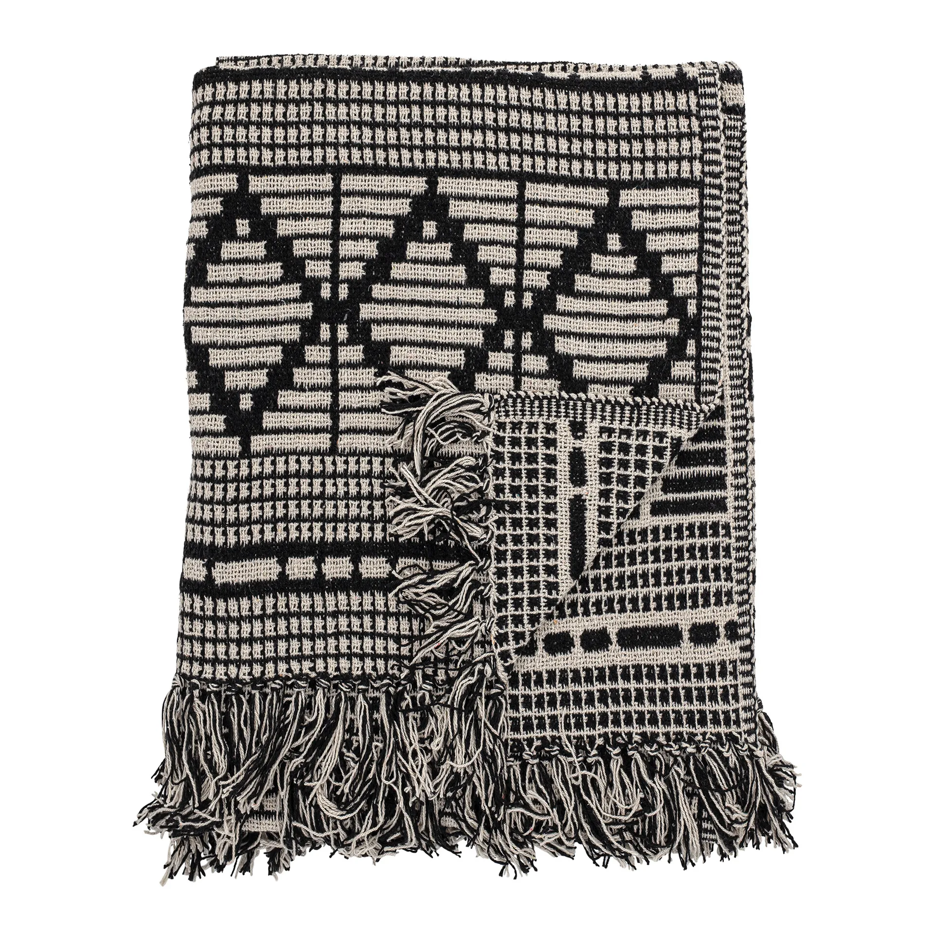 Bloomingville ριχτάρι από ανακυκλωμένο βαμβάκι 130x160 cm, μαύρο Bloomingville
