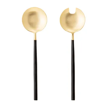 Bloomingville μαχαιροπίρουνα σαλάτας 2 τεμάχια - μαύρο-χρυσαφί - Bloomingville