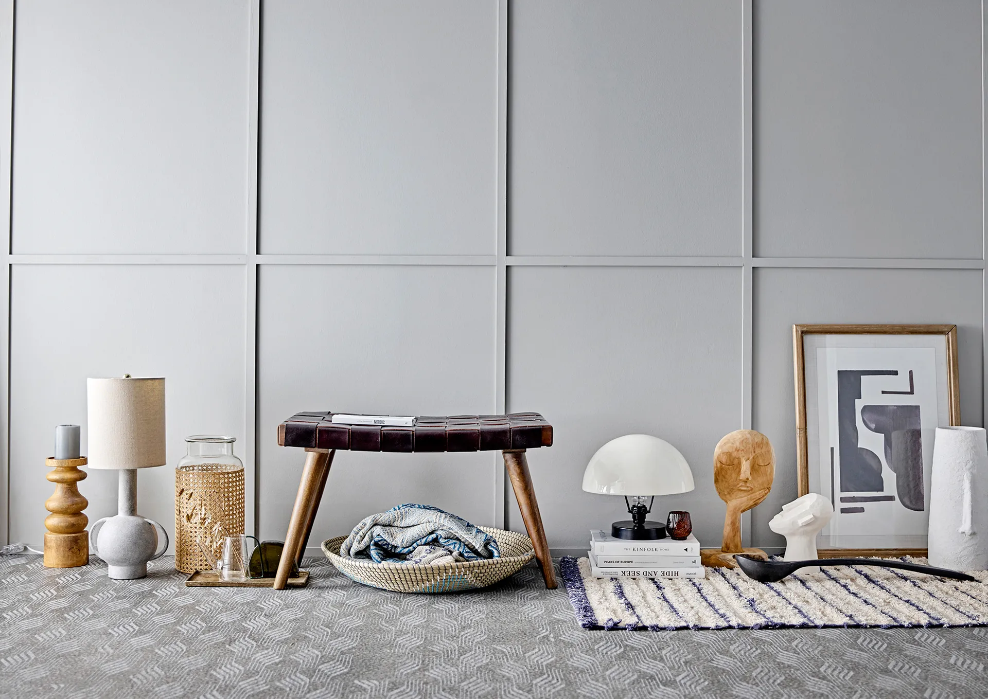 Bloomingville φανάρι με ξύλινο δίσκο 6 τεμάχια, πολύχρωμο Bloomingville