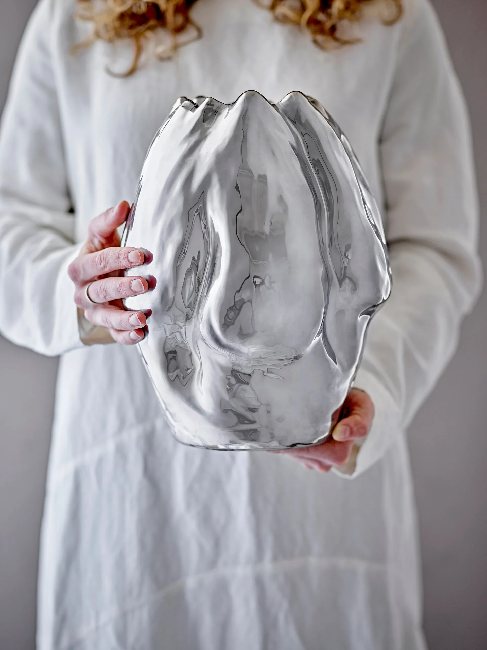 Bobo καλάθι με καπάκι 35x50 εκ., Ασήμι Bloomingville