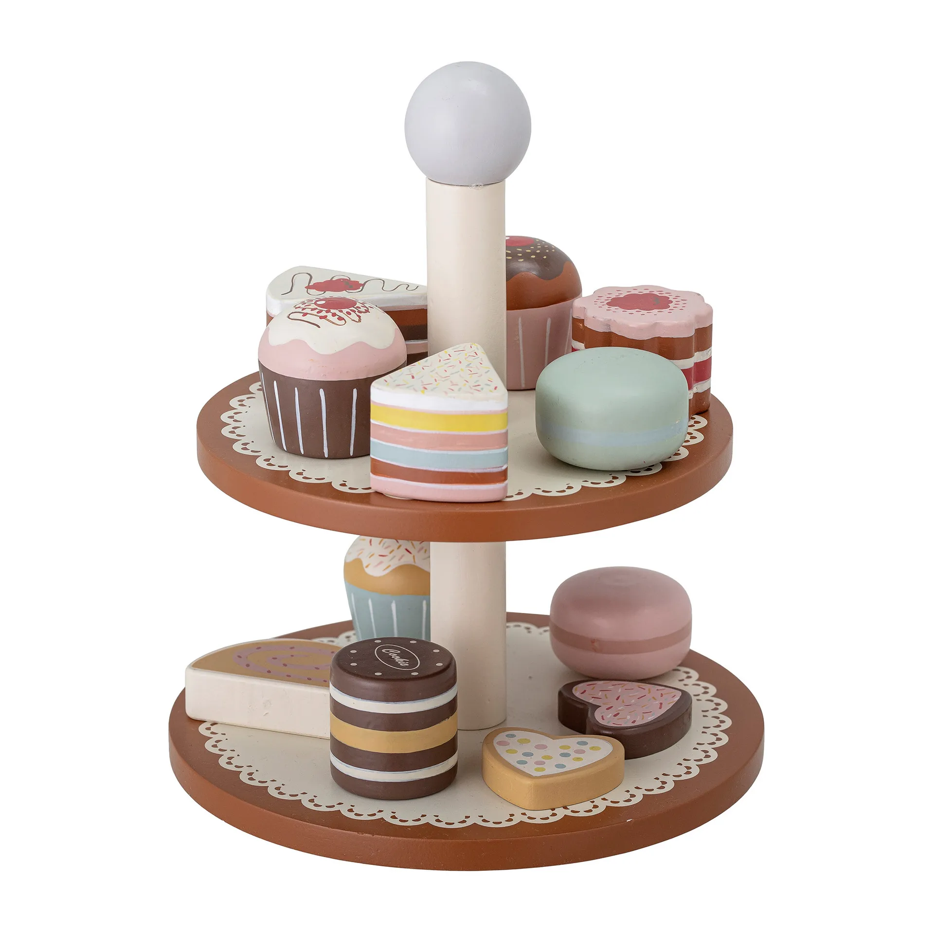 Carlina wooden toy πιάτο κέικ 13 τεμάχια, Καφέ Bloomingville