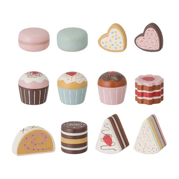 Carlina wooden toy πιάτο κέικ 13 τεμάχια - Καφέ - Bloomingville