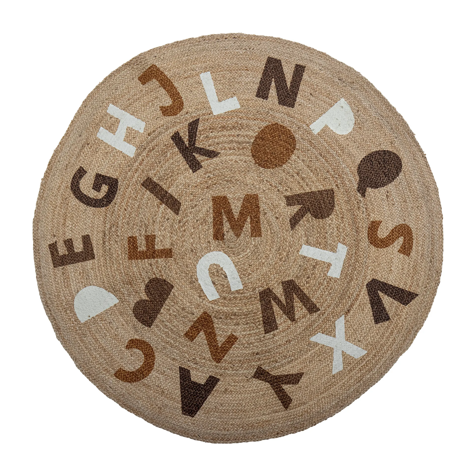Dinne jute χαλί Ø130 εκ, Alphabet Bloomingville