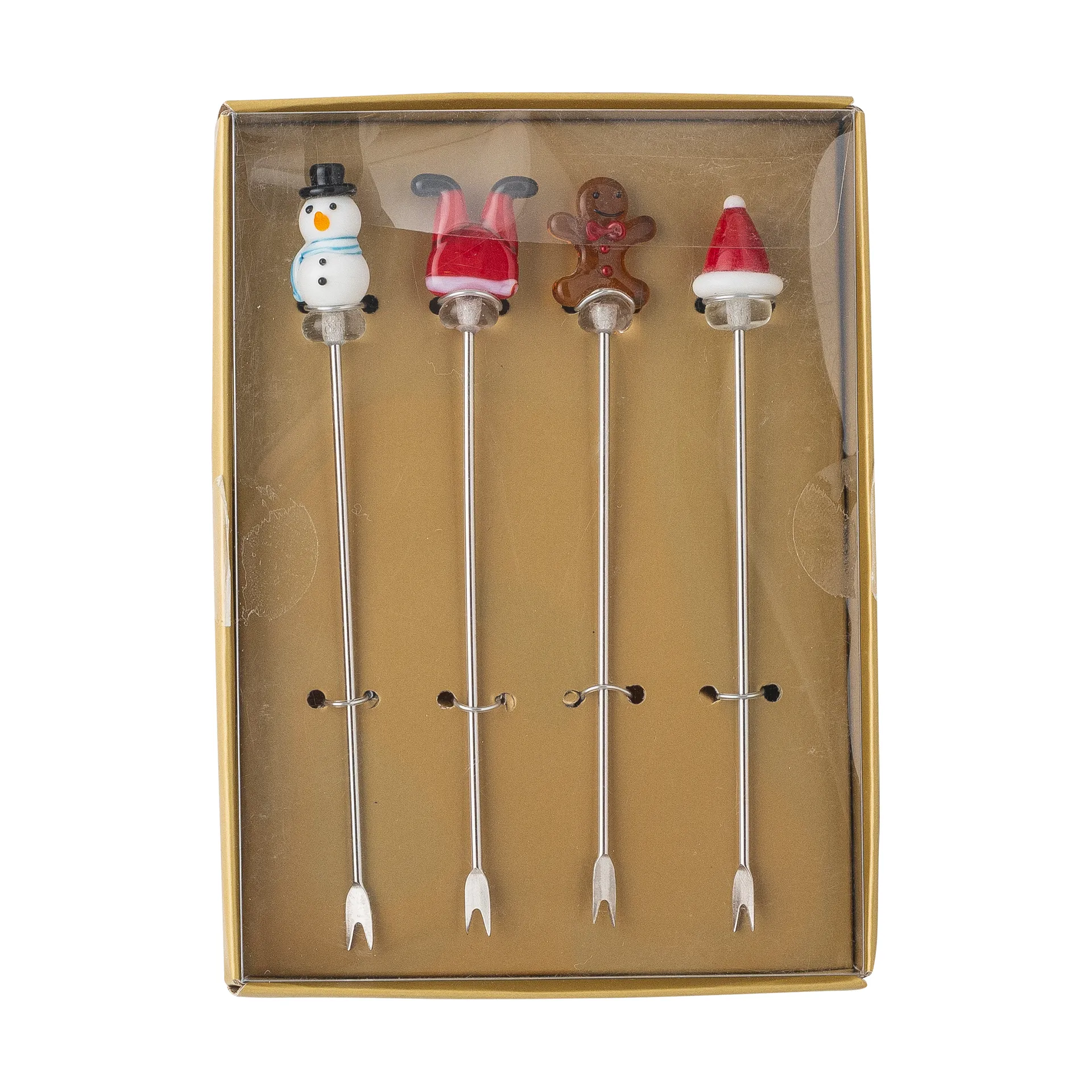 Πιρούνι κοκτέιλ Feliz 4 τεμάχια, Λευκό-κόκκινο Bloomingville