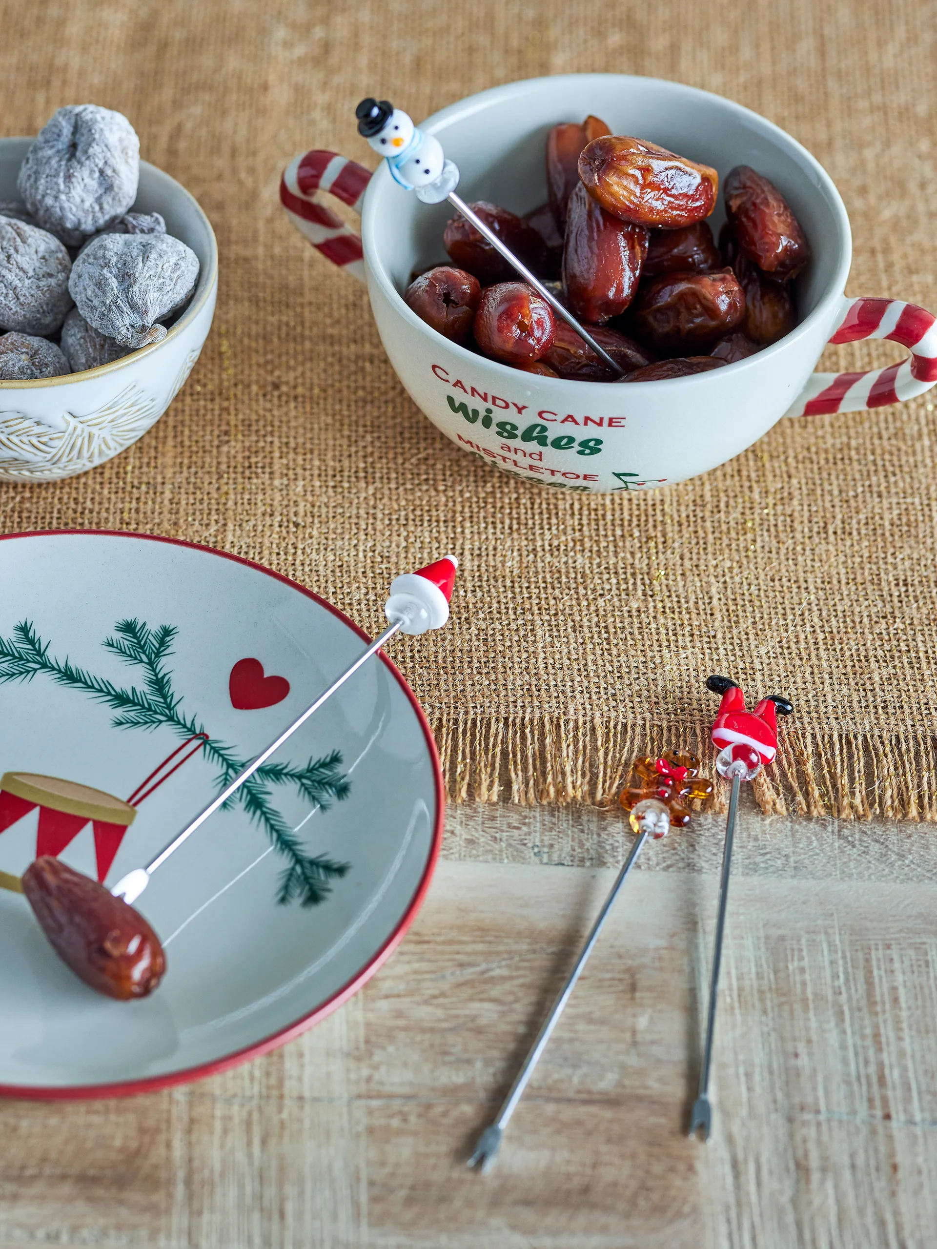 Πιρούνι κοκτέιλ Feliz 4 τεμάχια, Λευκό-κόκκινο Bloomingville