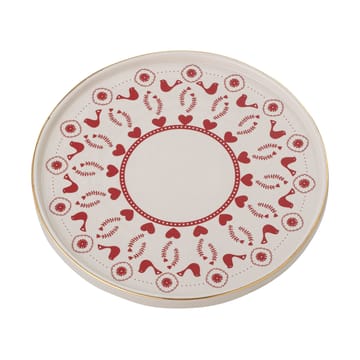 Jolly stoneware cake plate Ø26 εκ - Λευκό-κόκκινο - Bloomingville