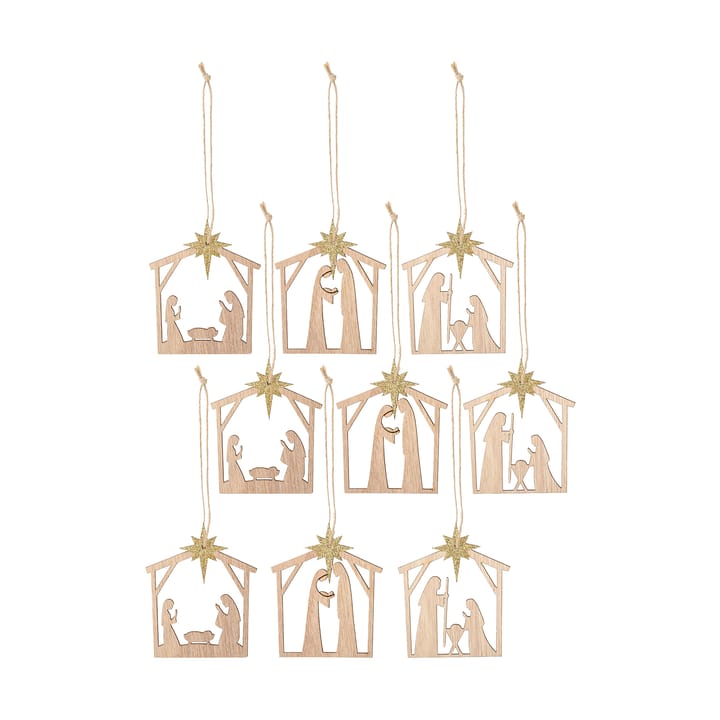 Jonan Christmas tree decorations wood 9 τεμάχια, Nativity scene Bloomingville