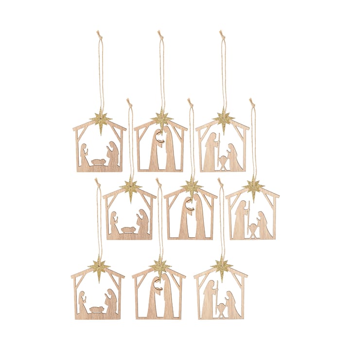 Jonan Christmas tree decorations wood 9 τεμάχια - Nativity scene - Bloomingville