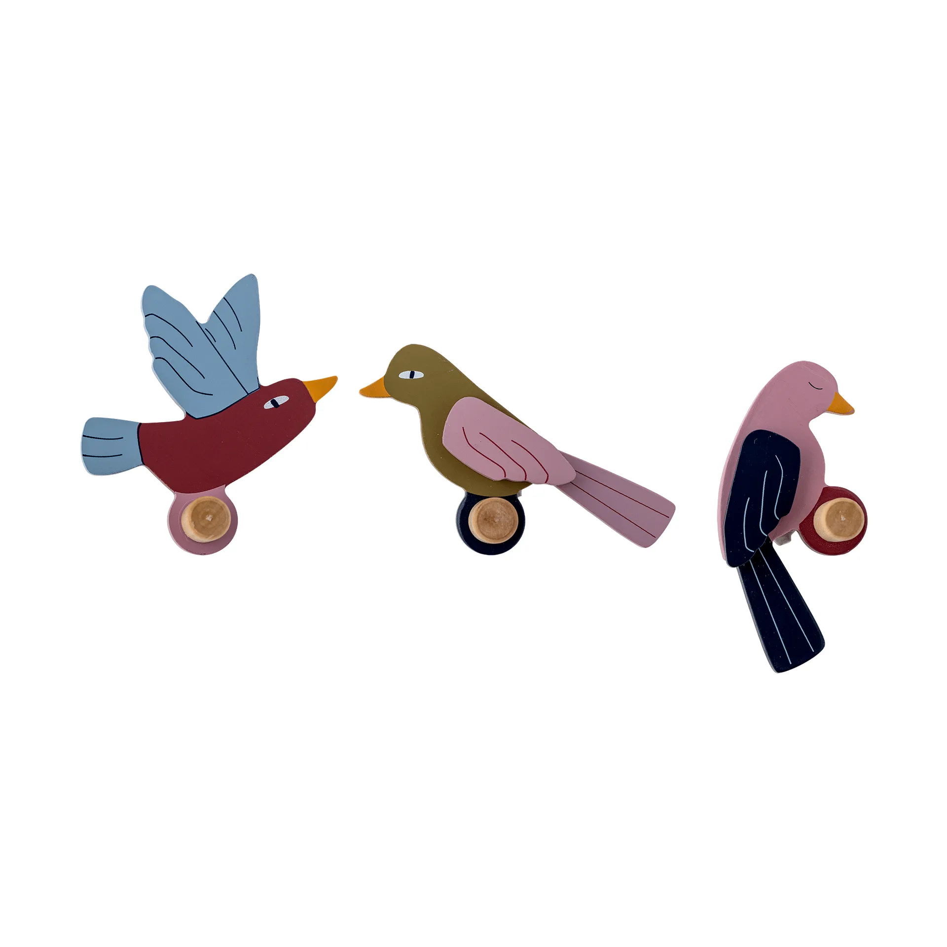 Lewi Γάντζος3 κομμάτια, Πουλιά, μπλε-ροζ Bloomingville