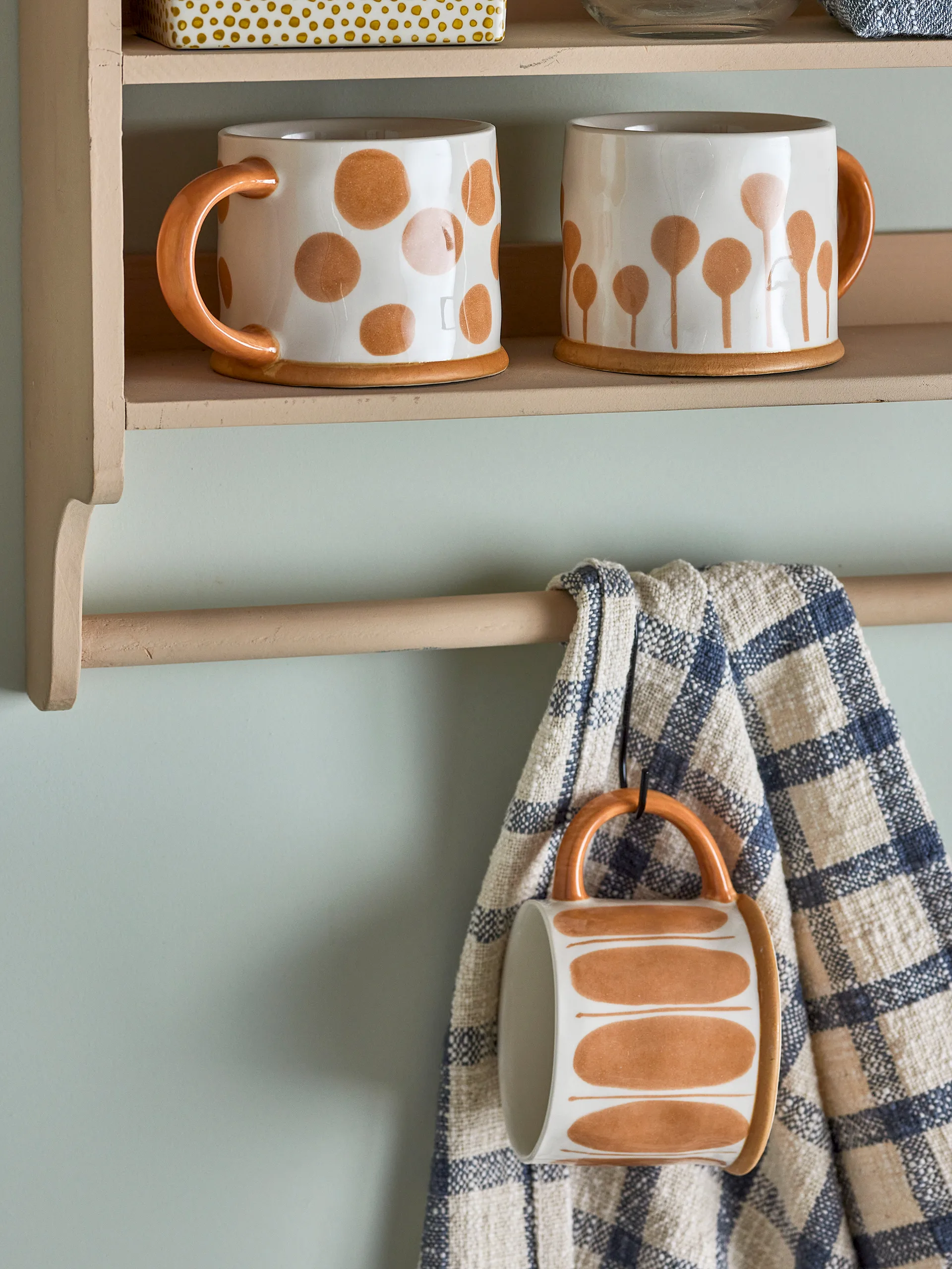 Linora κούπα 45 cl 3 τεμ., Λευκό-καφέ Bloomingville