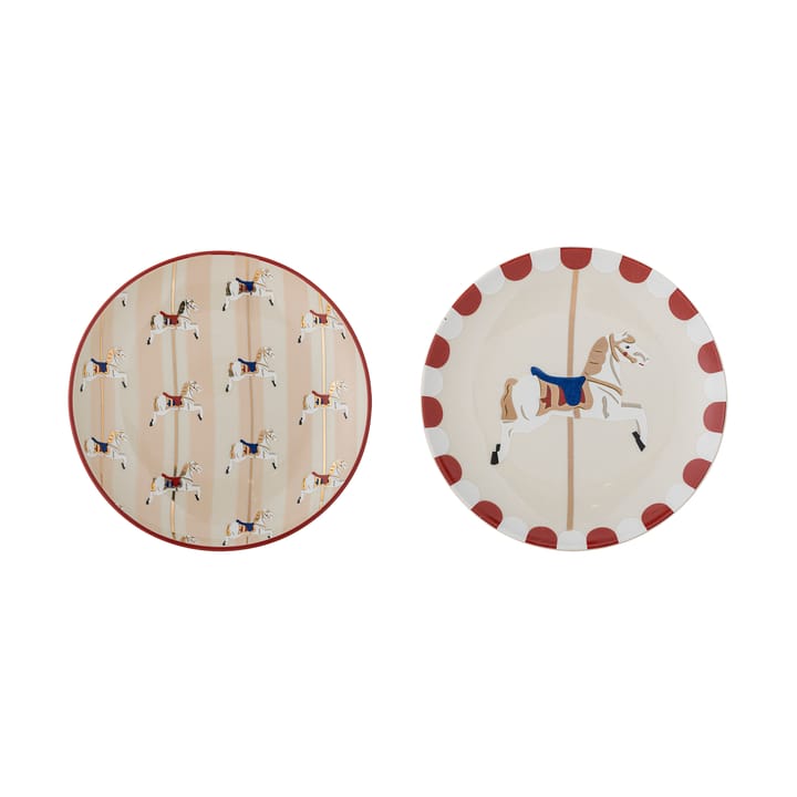 Πιάτο Merry-go-round Ø16 εκ. 2 τεμ. - Μπεζ-κόκκινο - Bloomingville