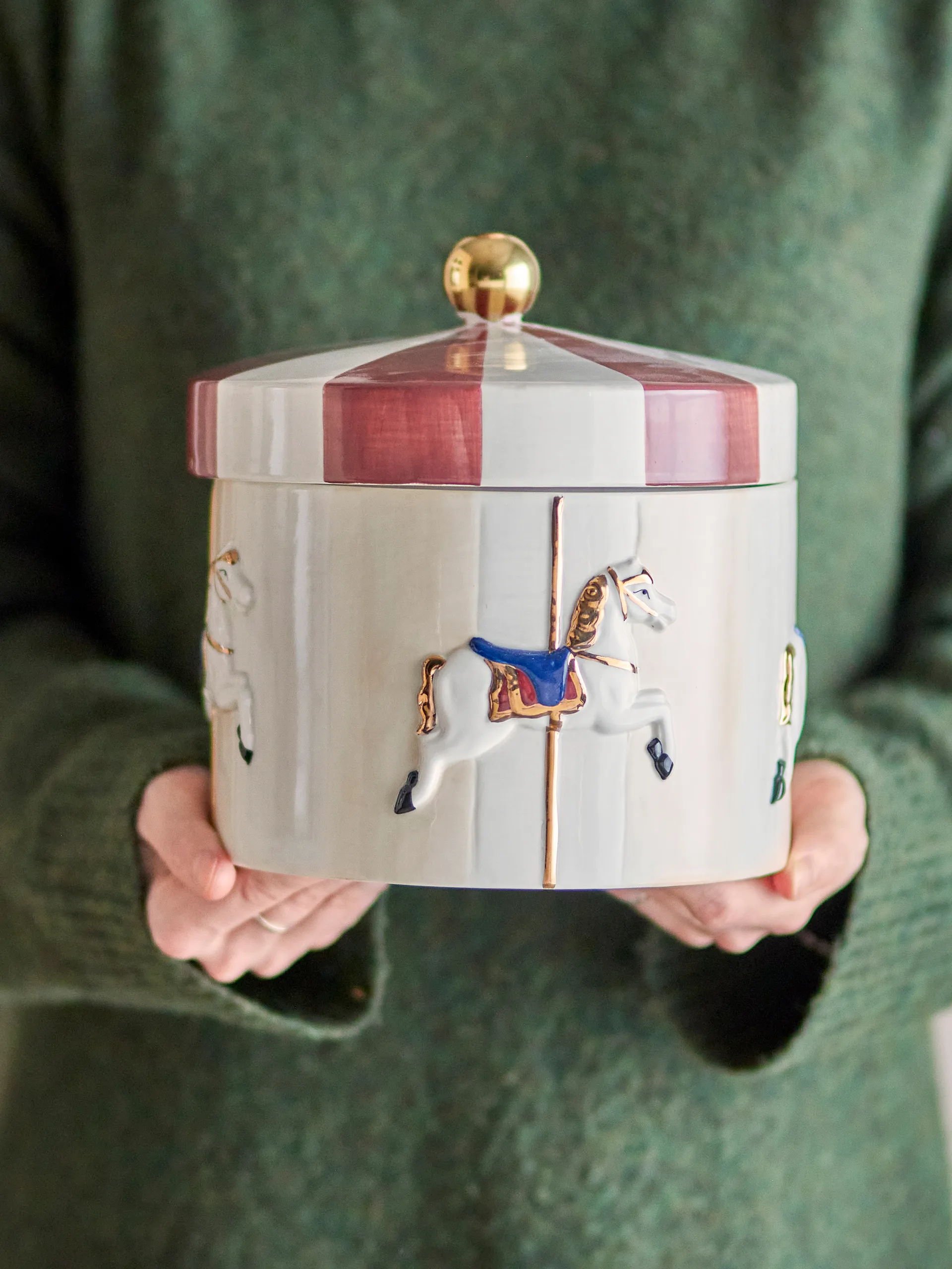 Merry-go-round βάζο με καπάκι Ø19,5x20,5 εκ., Κόκκινο-λευκό Bloomingville