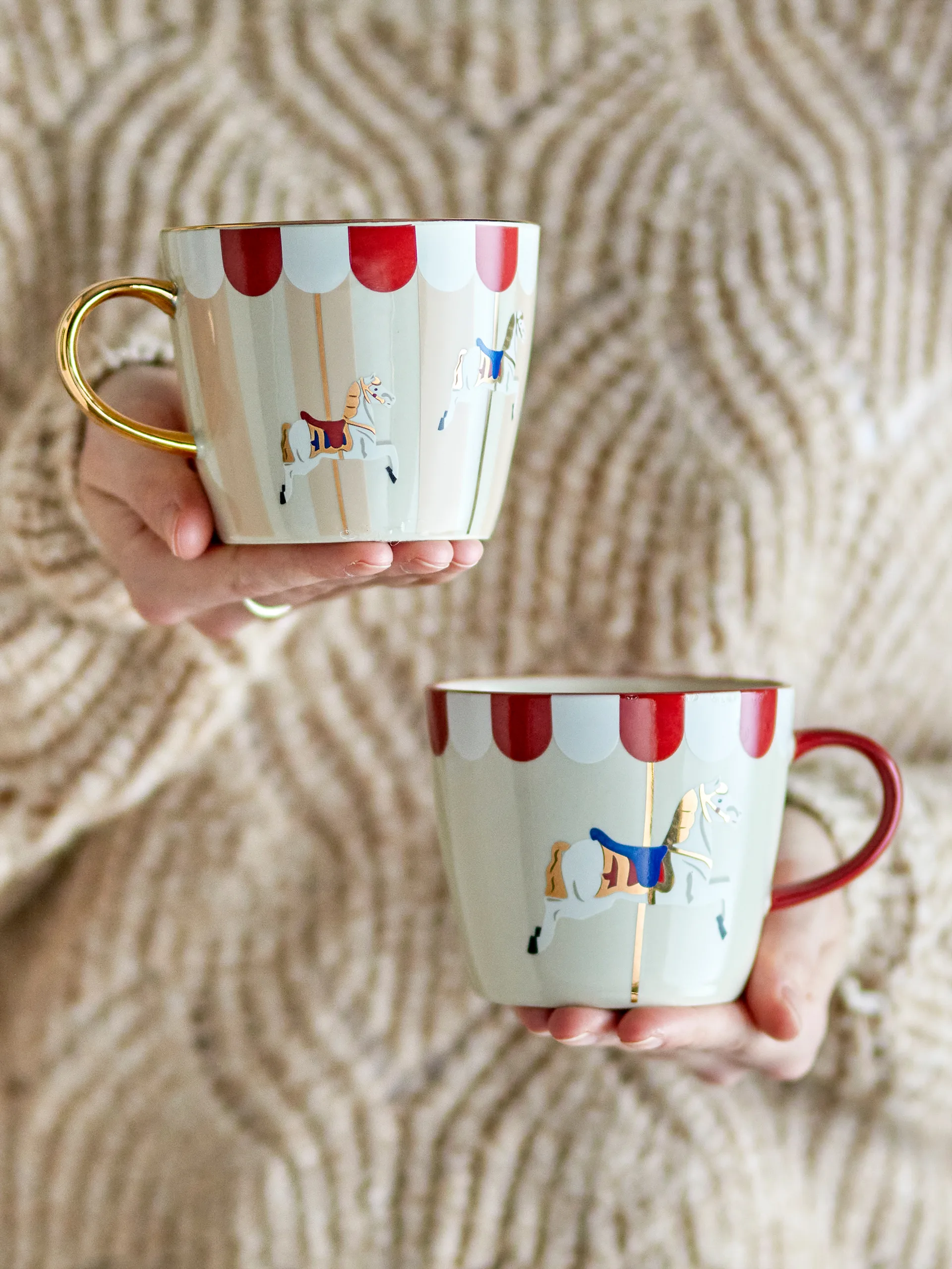 Κούπα Merry-go-round 30 cl 2 τεμάχια, Κόκκινο-λευκό Bloomingville