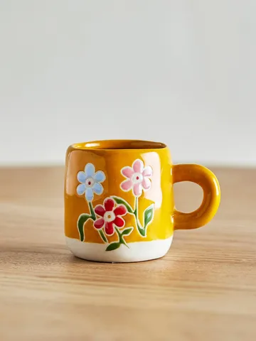 Κούπα Millie 110 ml - Κίτρινο, λουλούδια - Bloomingville