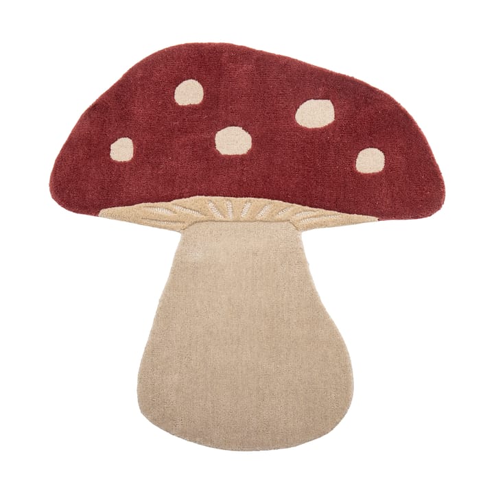 Μάλλινο χαλί Mushroom 85 x 90 εκ. - Λευκό-κόκκινο - Bloomingville