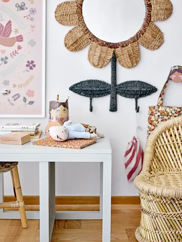 Nabiya καθρέφτης με γάντζους 56x74 cm - Φυσικό - Bloomingville