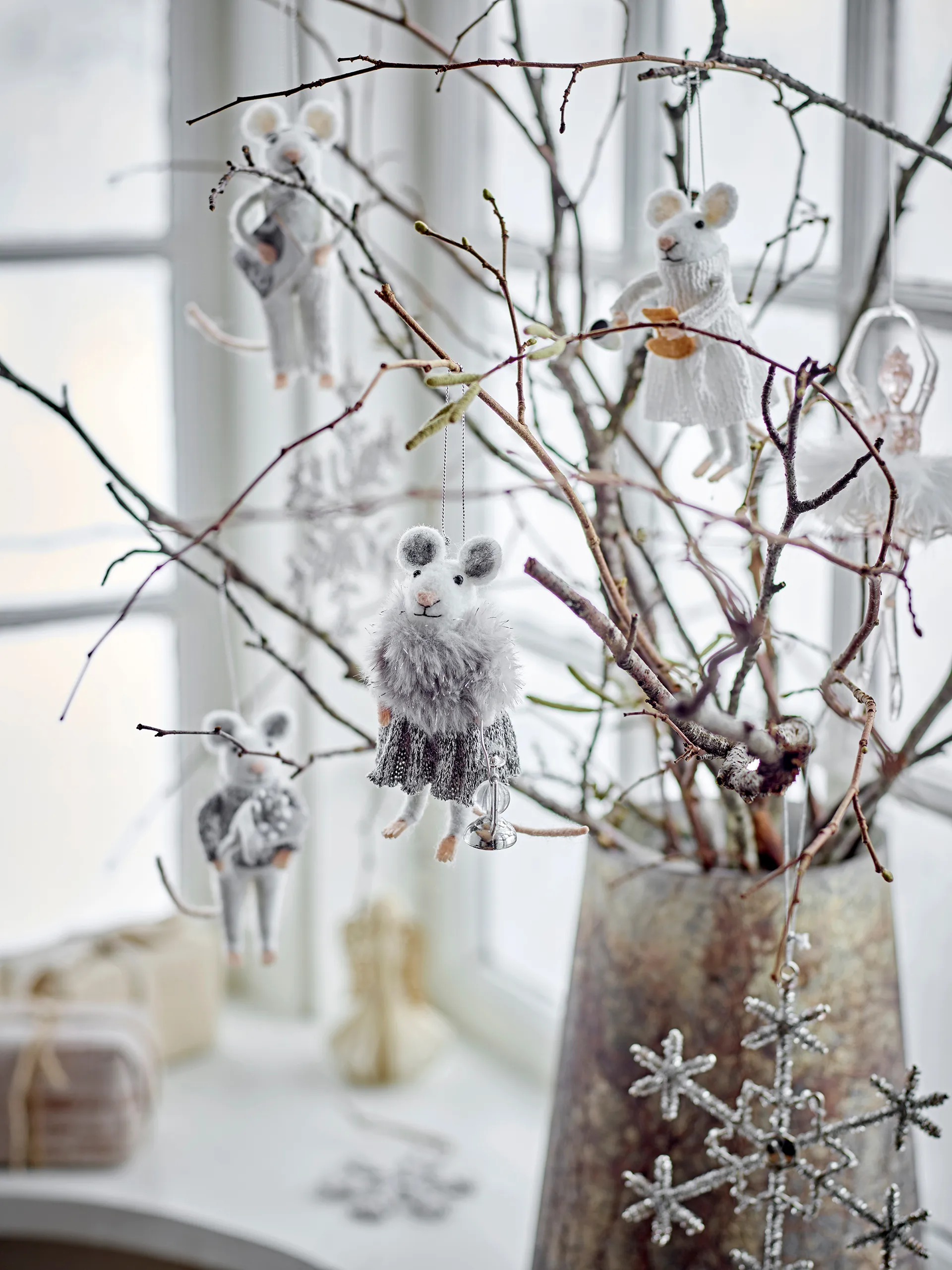 Διακοσμητικά Χριστουγεννιάτικα κρεμαστά Peo ποντίκι, 2 τεμάχια, Λευκό Bloomingville