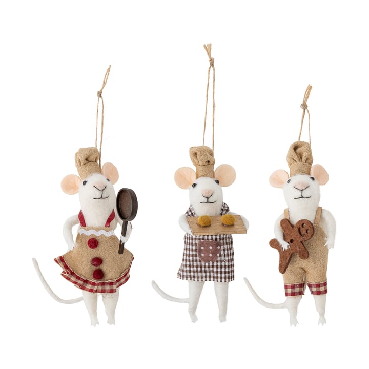 Peo Christmas tree decorations wool 3 τεμάχια, Baking mice Bloomingville