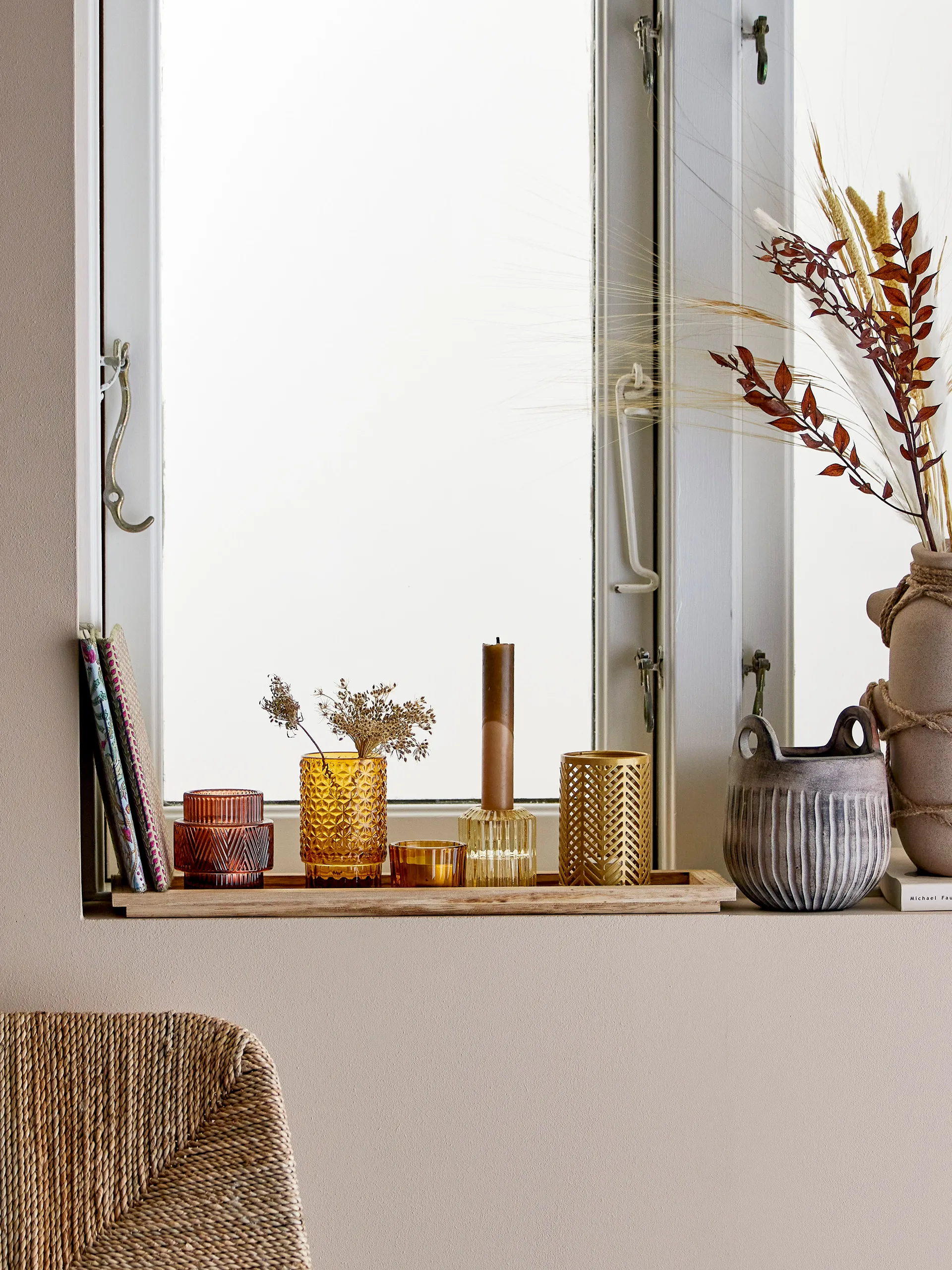 Sanga δίσκος με βάσεις για κεριά 6 τεμάχια, Καφέ Bloomingville