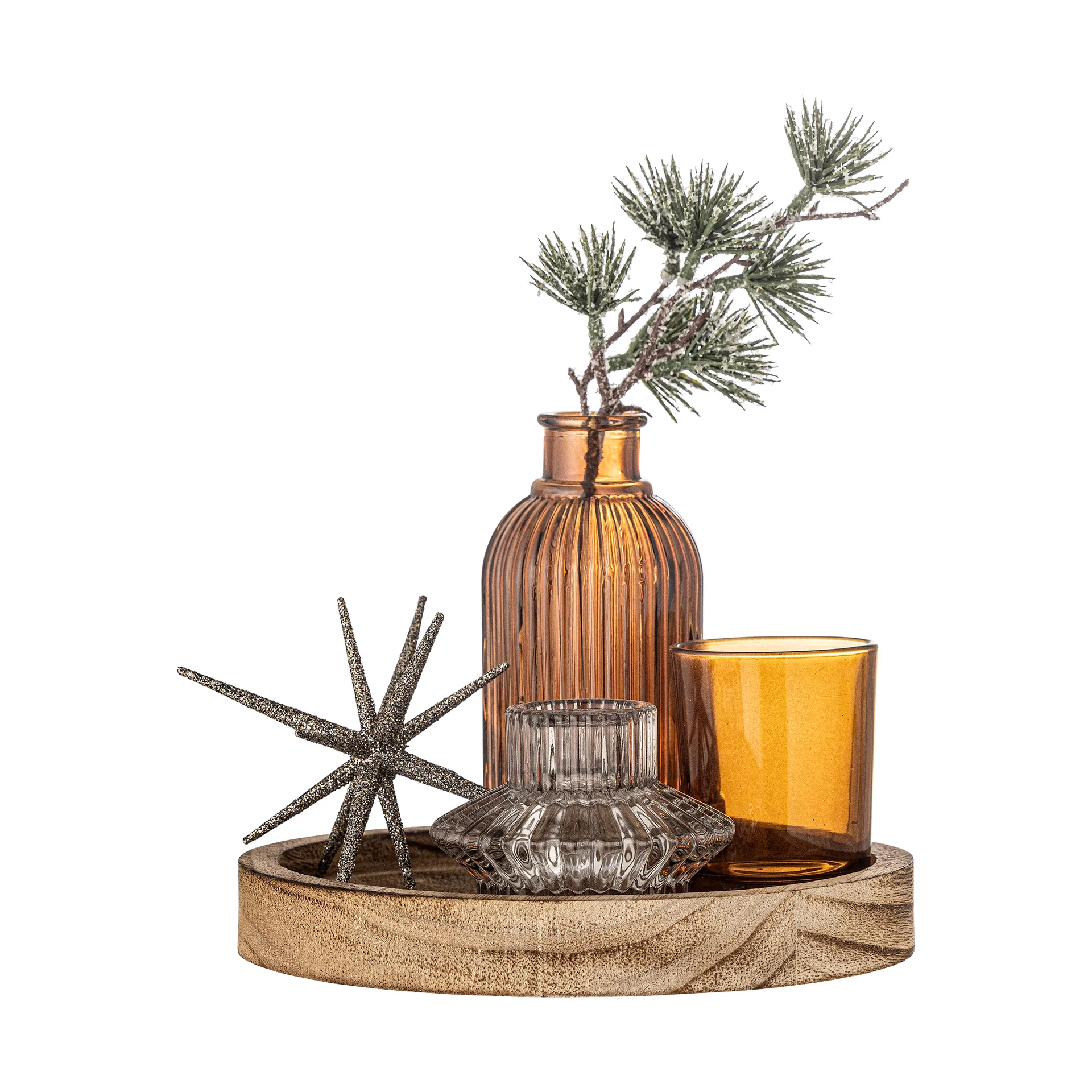 Δίσκος Sanga στρογγυλός με διακοσμητικά αντικείμενα 6 τεμάχια, Χρυσό Bloomingville