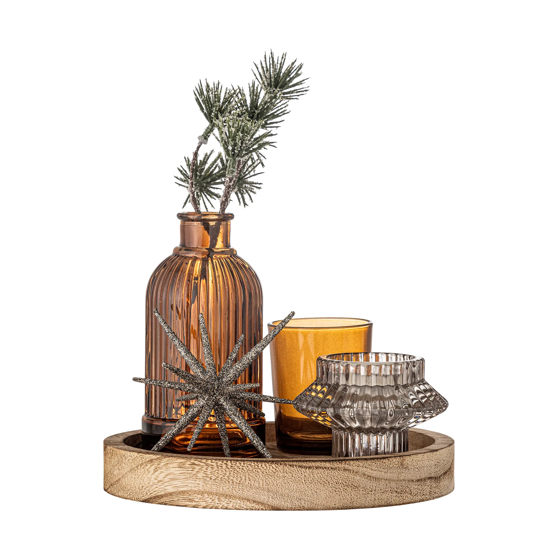 Δίσκος Sanga στρογγυλός με διακοσμητικά αντικείμενα 6 τεμάχια, Χρυσό Bloomingville