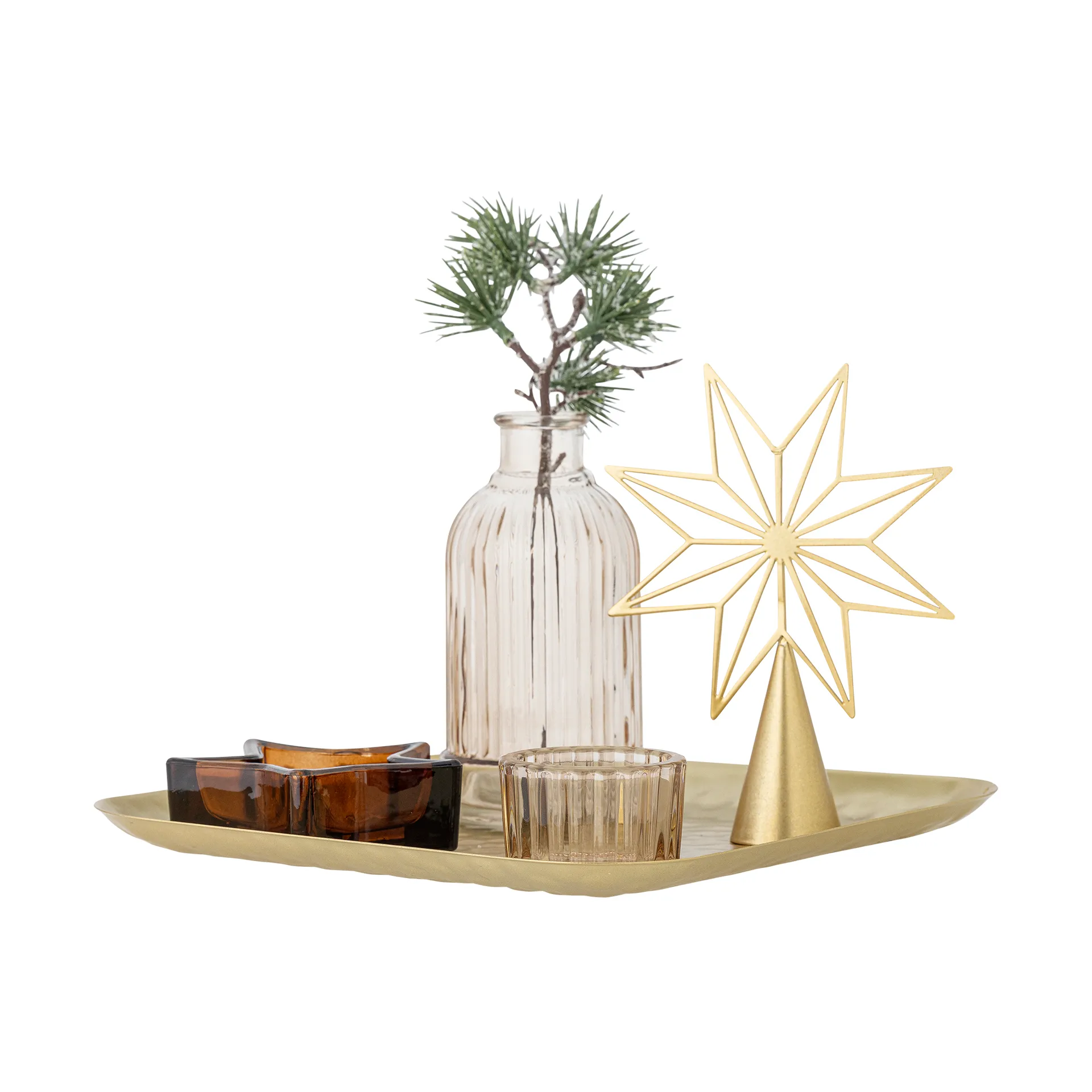Δίσκος Sanga με διακοσμητικό αντικείμενο 6 τεμαχίων, Χρυσό Bloomingville