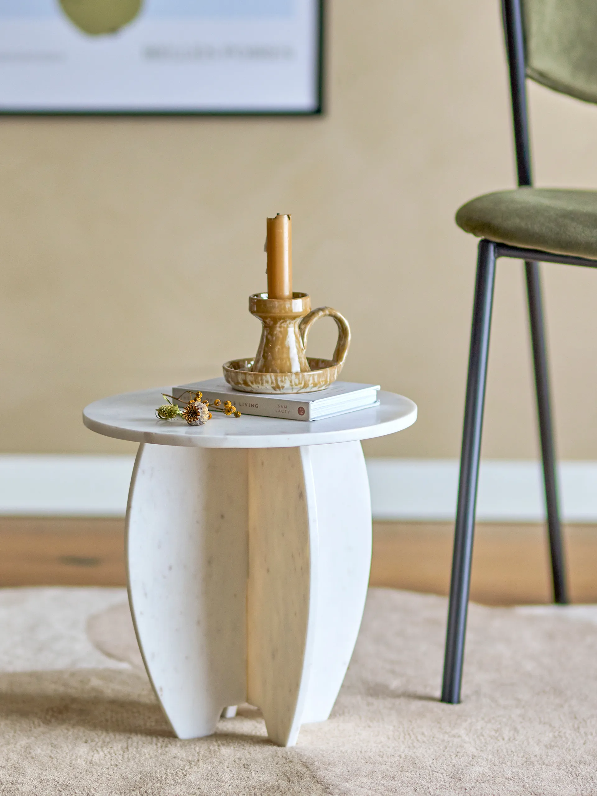 Sendai βάθρο Ø30,5x31 cm, White marble Bloomingville