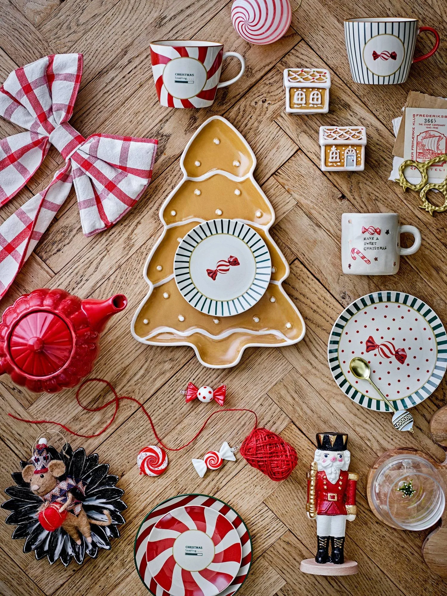 Yule πιάτο γλυκού, Κόκκινο-πράσινο, 2 τεμάχια, Ø12,5 εκ. Bloomingville