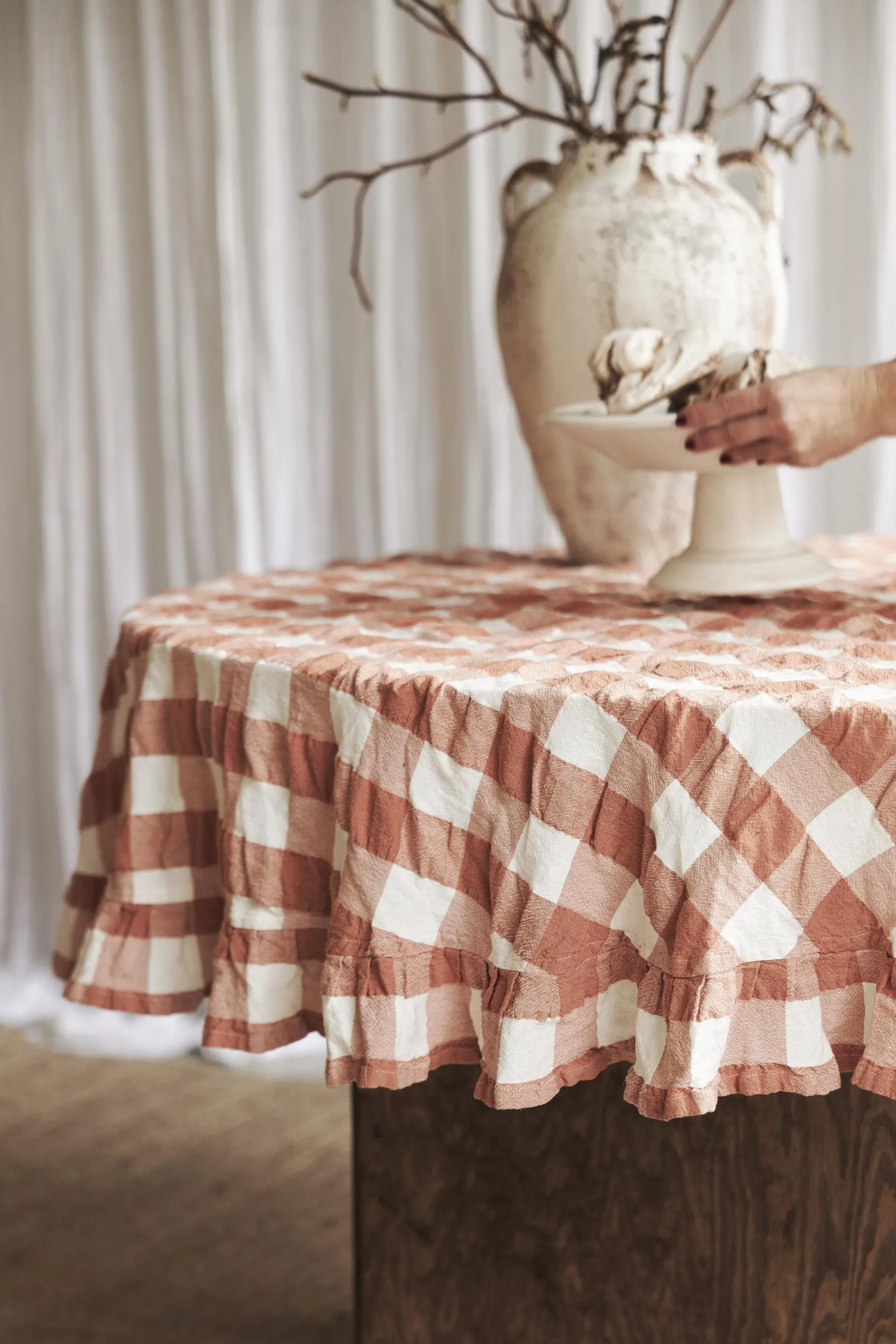 Τραπεζομάντηλο Kullavik Ø170 cm, Σκουριά-λευκό Boel & Jan