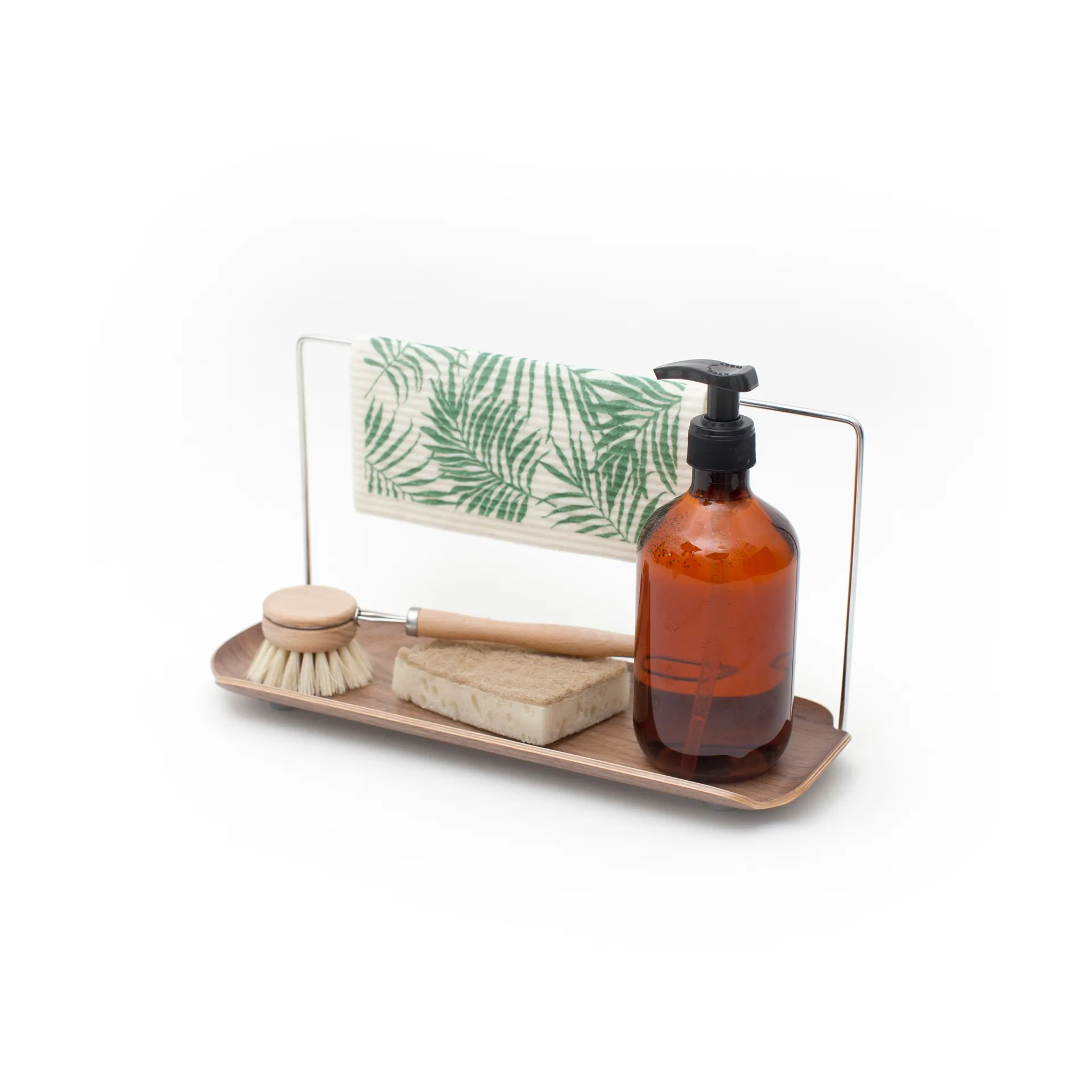 LEAF δίσκος πιάτων με βάση πετσέτας, Καρυδιά-ανοξείδωτο ατσάλι Bosign