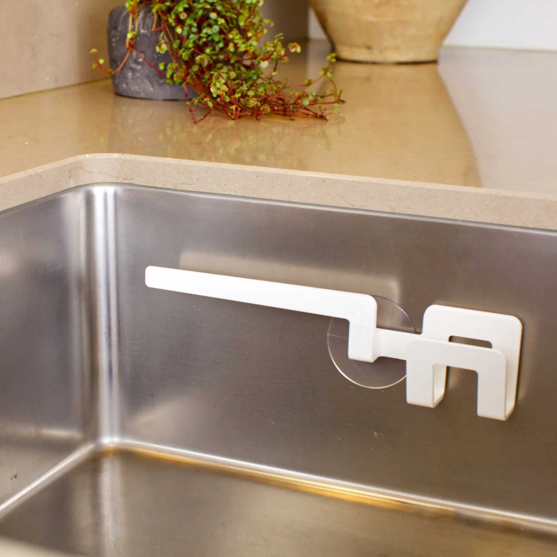 Βάση για πετσέτα και σφουγγάρι πιάτων με βεντούζα, Άσπρο Bosign