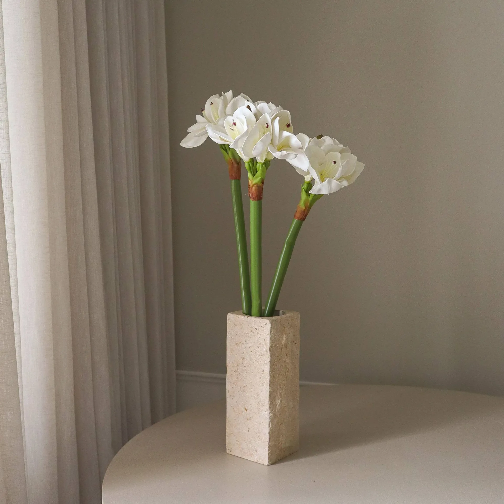 Amaryllis τεχνητή ανθοδέσμη, Λευκό, 73 εκ. Botané