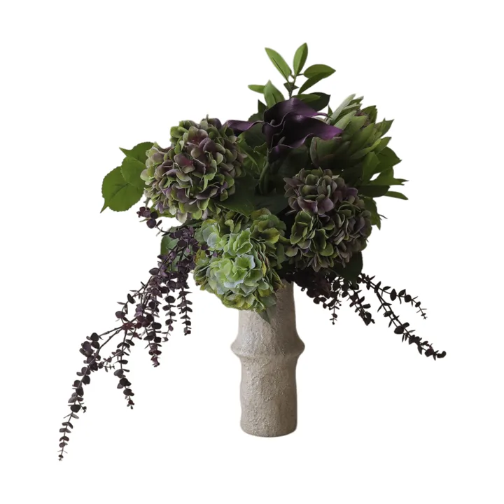 Aubergine Bloom τεχνητή ανθοδέσμη - Κάλλα-ορτανσία-πρωτέα, 106 εκ., 12 τεμ. - Botané